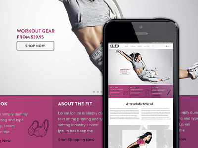 Zura iPhone ecommerce fitness fitness website homepage magento website