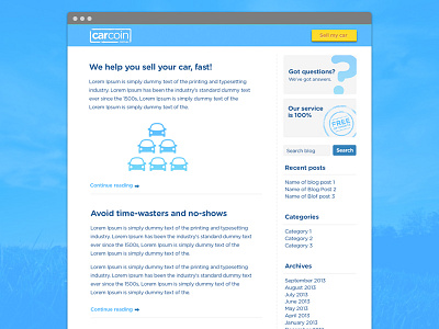 Browser Shot blog call to action car website carcoin king kong