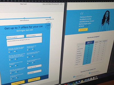 Carcoin car website comparison chart form lead capture ui user interface