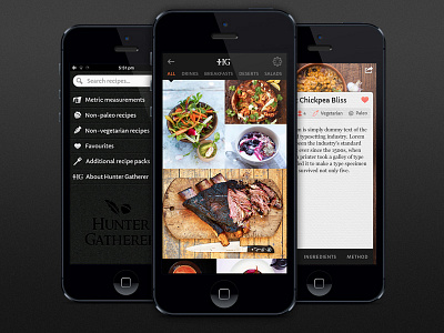 Food App app design food food app iphone menu paper settings share button social texture ui