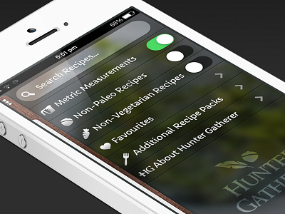 Settings Nav Flat app design flat food food app iphone menu texture ui