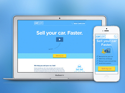 Carcoin Website call to action car car website carcoin cro homepage landing page lead capture sliding nav