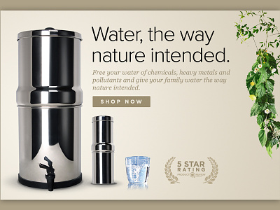 Phoenix Water Filters award banner ecommerce glass nature stainless steel water water filter