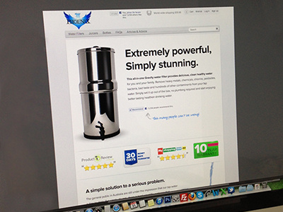 Phoenix Landing Page conversion rate optimisation homepage landing page water water filter website