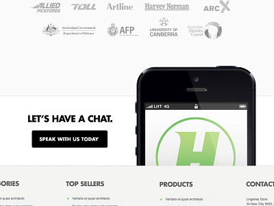 Let's Have A Chat button call to action footer iphone social proof