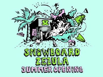 Snowboard Zezula - Poster board doodle draw drawing graphic open poster skate skateboard sketch snowboard summer surf