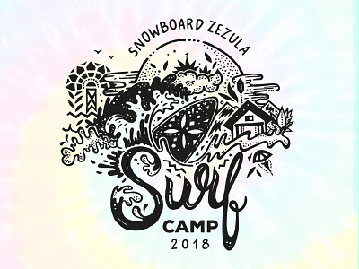 Illustration for Surf Camp black boardsport camp chill doodle graphic graphic design illustration ink sea summer surf t shirt travel vibec wave