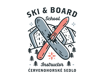 Ski and Board Shool logo board branding design graphic logo mountain nature school ski snowboard t shirt vector winter
