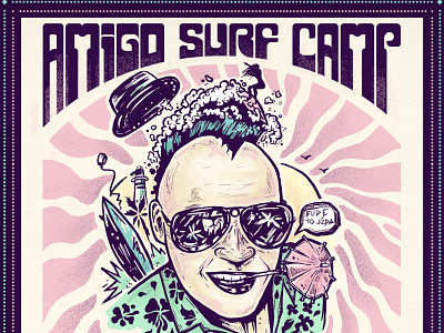 Amigo surf camp - Fear and Loathing in Las Vegas asturia graphic graphic design illustration ocean party sea spain summer surf surfing water wave