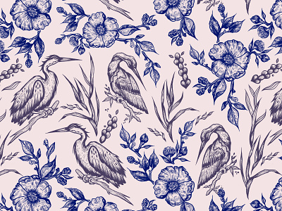 Floral and bird pattern design