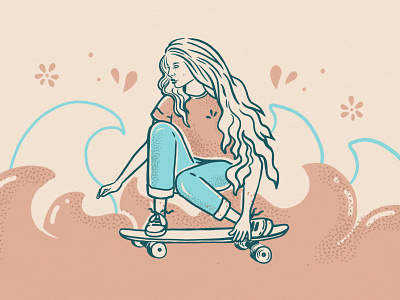 Surfskate girl illustration