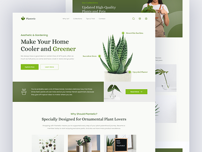 Plantetic - Plant Shop Website Landing Page clean design clean layout farm gardening website green home page interior landing page nature plant care plant shop plant shop landing page plant website planting user interface web design website