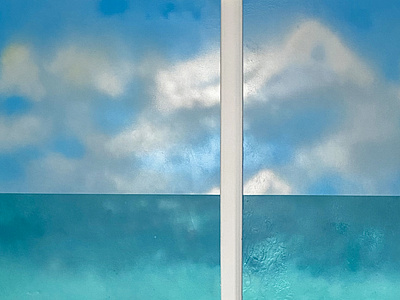 “Diptych: Distant Sea” (2020), Spray Paint on Canvas, 24″ x 36″