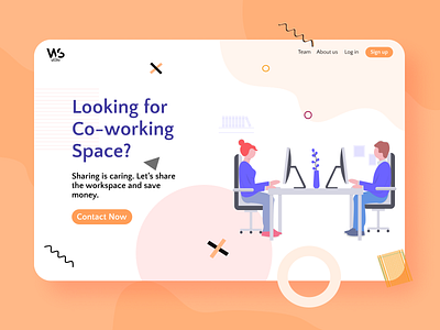 Co-working Space Web Design | We Switched Studio co working cowork coworking design flat illustration minimal minimal website ui ux web website website concept website design