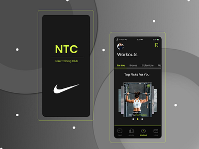 Nike app | Redesign | Neon Finish 2020 design app branding coworking dark design nike soft ui ui workout workout app