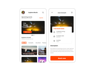 Concert App app designs concert app mobile app ui inspirations uidesigns uitrends uiux user interface