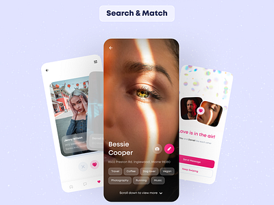 Search & Match app design component design dating dating app design graphic design logo match mobile design mockup search ui ux