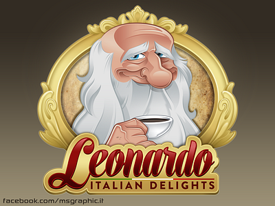 Logo for "Leonardo Italian Delights" cafè davinci italian italy leonardo logo mascot