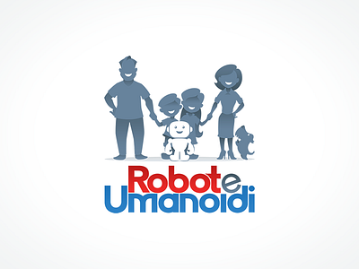 Logo "Robot e Umanoidi" cartoon family humans logo robot toys vector
