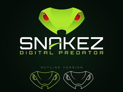 Logo for Snakez - Digital Predator digital green logo outline poison predator snake venom viper