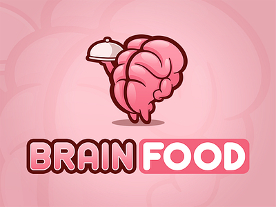 Logo Brain Food brain cartoon food illustration logo mascot pink