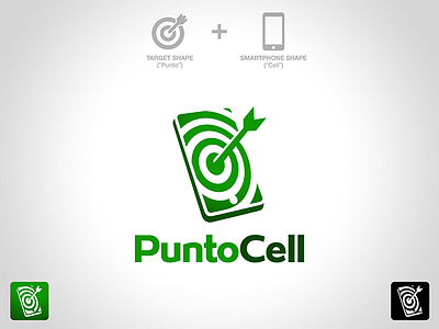 Logo "Punto Cell" concept logo mobile phone point punto smartphone target