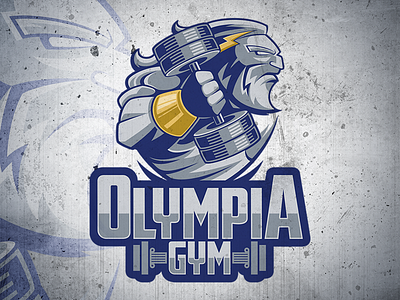 Logo Olympia Gym dumbbell god greek gym logo mascot olympia zeus