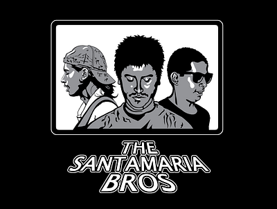 Santamaria Bros album album cover band band merch black and white branding comic design graphic design illustration line art logo photoshop stencil