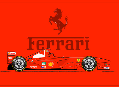 F1 Ferrari adobe bridgestone carlover f1 f1racing fedex ferrari illustraion illustrator india potenza racecar racingcar red redcar shell tictac tim