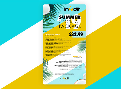 Inedit Gourmet Newsletter cocktail coconut mailing menu menu design newsletter palms summer summertime