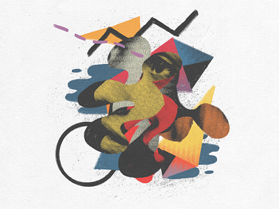 Vision abstract animation collage flat geometric halftone illustration texture