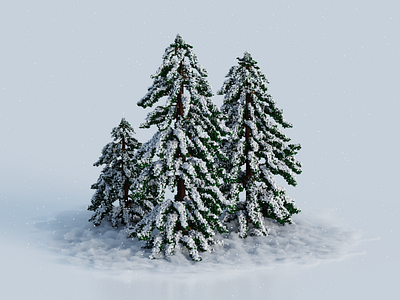 Winter Voxel Trees