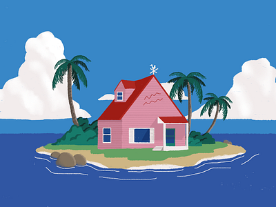 KAME HOUSE architecture dragonball dragonballz flat illustration island tropical