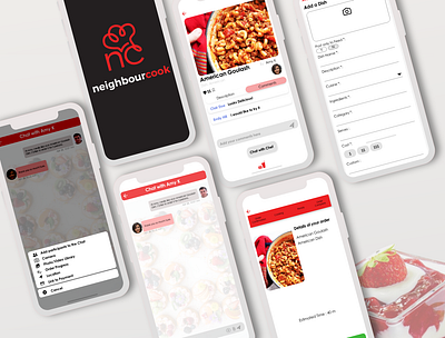 NeighbourCook - Food Delivery App app app design application brand design branding design food logo mobile app mobile app design mobile ui mockup prototype startup uidesign uxdesign uxui uxuidesign