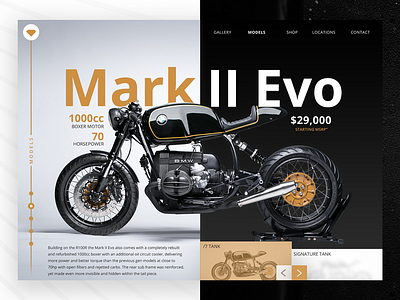 Mark II Evo - UI Concept bmw clean concept design design system fyresite inspiration landing model motor motorcycle page product site ui ui pattern uidesign ux web website
