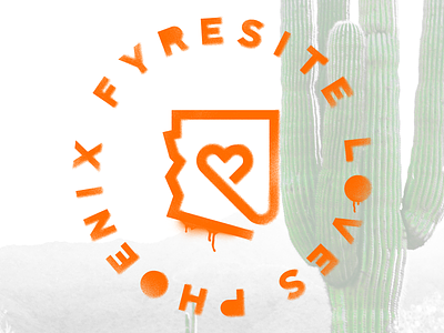 Fyresite Loves Phoenix arizona badge badge logo branding fyresite heart icon illustration illustrator love loves paint phoenix stencil