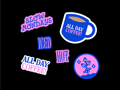 ☕ Coffee Stickers art blue coffee coffee shop design minimal pink sticker sheet stickers