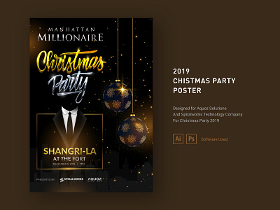 Christmas Party Poster 2019 ad agency advertising banner design billboard billboard design branding christmas christmas card design flyer graphic design illustration poster poster design