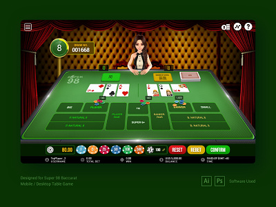 Super 98 Baccarat Mobile Game banner design branding casino gaming game gaming graphic design illustration online casino gaming online games online gaming table game ui ui ux ux vector