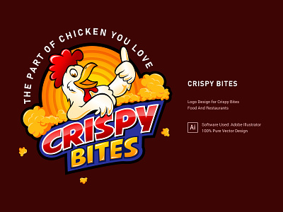 Crispy Bites Logo Design banner design branding chicken logo design food logo graphic design illustration logo logo design restaurant logo ui ui ux ux vector yummy logo