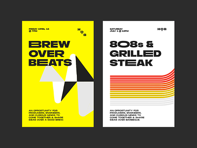 Brew / BBQ Over Beats audio bold branding bright clean flat illustration layout poster poster art print producers retro vector
