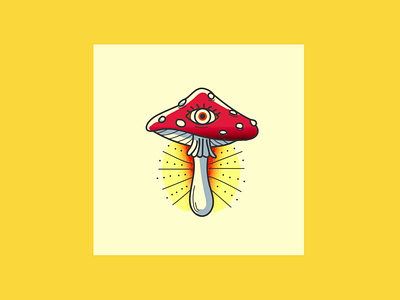 Trippy bold bright eye groovy illustration mushroom psychedelic tripping trippy vector