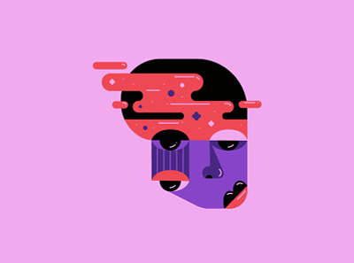 Perception bold brain bright cubism eye flat gloss goopy icon illustration lips mind minimal thinking thoughts vector