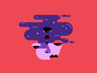 Imagination bold bright character conscious consciousness eye face flat illustration lips lucid mind mindfulness perception philosophy sartre thinking thoughts trippy vector