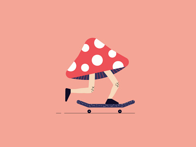 Funguy bold clean dots flat fungi gritty legs mushroom mushrooms nature skate skateboard texture vector wheel