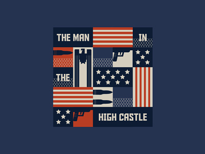 The Man in the High Castle block bold book cover bullet dictator discrimination eagle flat gun history illustration power regime sciencefiction scifi stars and stripes structure vector violence