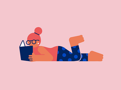 Read A Book Day barefoot book books character earring feet flat flat design flatdesign geometric glasses lady librarian pajamas pants person polkadot read reading toes