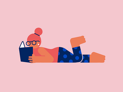 Read A Book Day barefoot book books character earring feet flat flat design flatdesign geometric glasses lady librarian pajamas pants person polkadot read reading toes