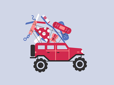 Vectober / 15 / Outpost bold flat jeep military minimal offroad self care soldiers survival survival kit survive survivor tied up troops truck vectober vectober2020 vector vehicle