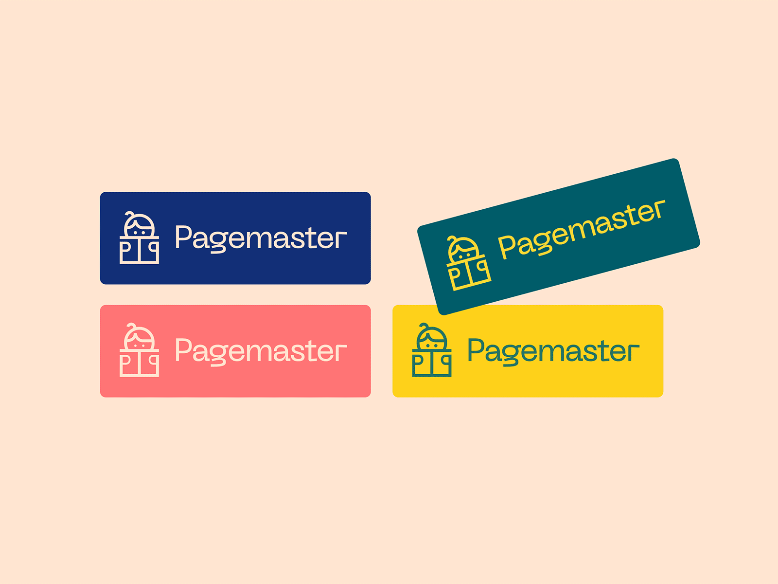 Pagemaster bold books branding bright flat illustration layout literacy logo logomark logotype non profit program read reading vector youth